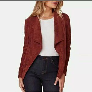 Bb Dakota womens Drape Front Pre Faux Suede Jacket Cherrywood size medium nwt